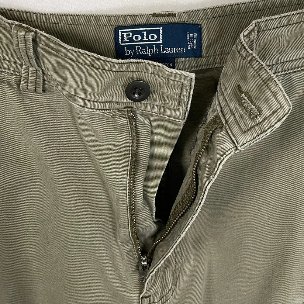 Polo Ralph Lauren Mens Classic Polo 67 Chino Cargo Shorts Olive Green Size 30